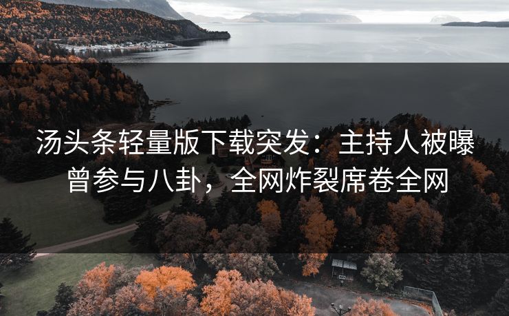 汤头条轻量版下载突发：主持人被曝曾参与八卦，全网炸裂席卷全网