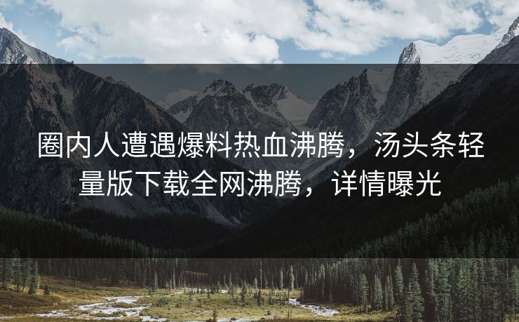 圈内人遭遇爆料热血沸腾，汤头条轻量版下载全网沸腾，详情曝光