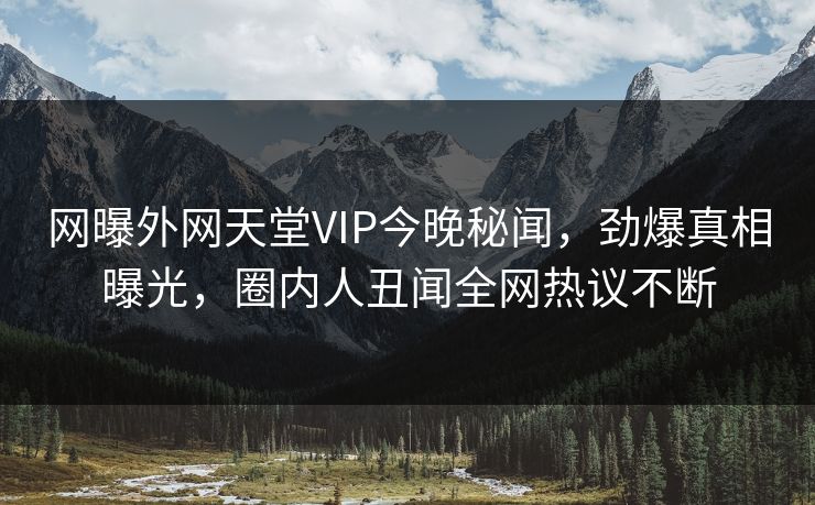 网曝外网天堂VIP今晚秘闻，劲爆真相曝光，圈内人丑闻全网热议不断