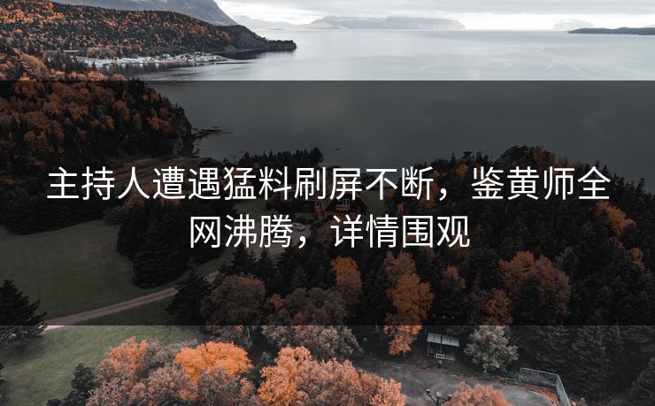 主持人遭遇猛料刷屏不断，鉴黄师全网沸腾，详情围观