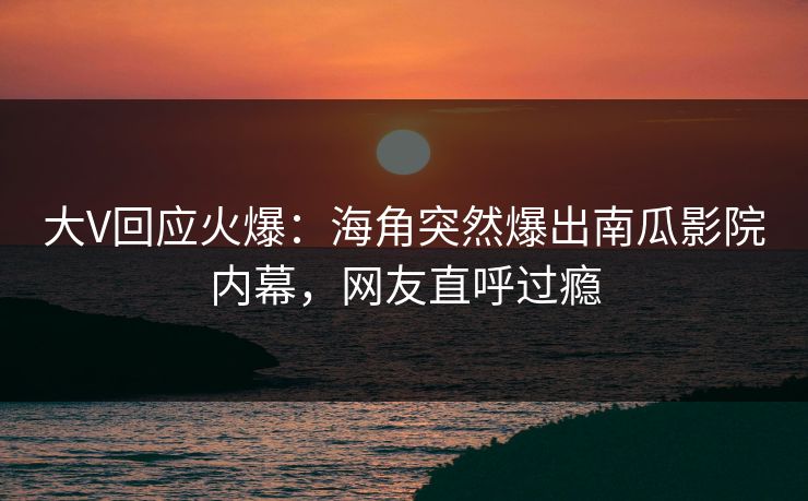 大V回应火爆：海角突然爆出南瓜影院内幕，网友直呼过瘾