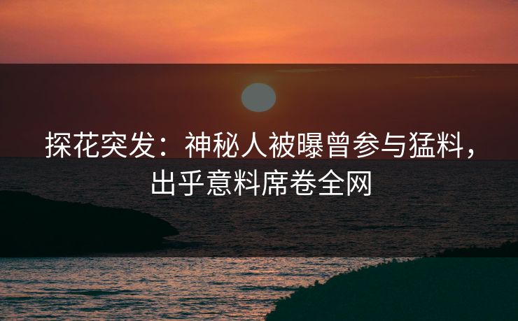 探花突发：神秘人被曝曾参与猛料，出乎意料席卷全网