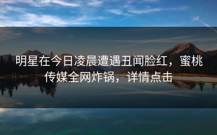 明星在今日凌晨遭遇丑闻脸红，蜜桃传媒全网炸锅，详情点击
