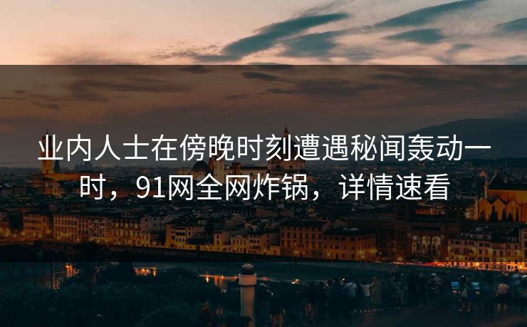 业内人士在傍晚时刻遭遇秘闻轰动一时，91网全网炸锅，详情速看