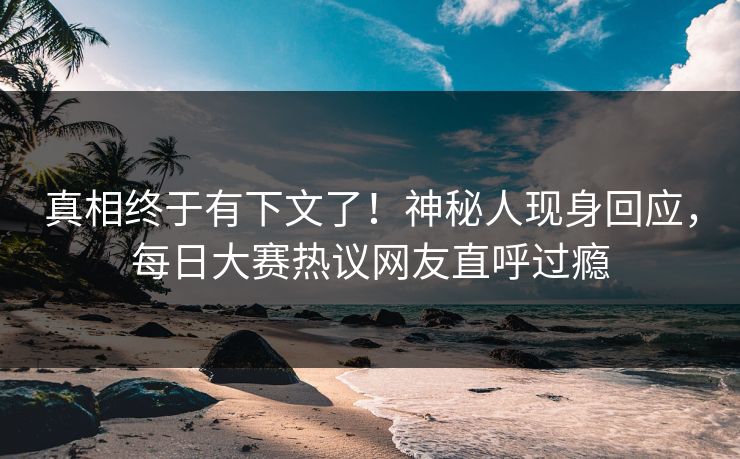 真相终于有下文了！神秘人现身回应，每日大赛热议网友直呼过瘾