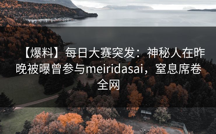 【爆料】每日大赛突发：神秘人在昨晚被曝曾参与meiridasai，窒息席卷全网