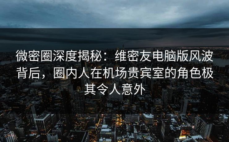 微密圈深度揭秘：维密友电脑版风波背后，圈内人在机场贵宾室的角色极其令人意外