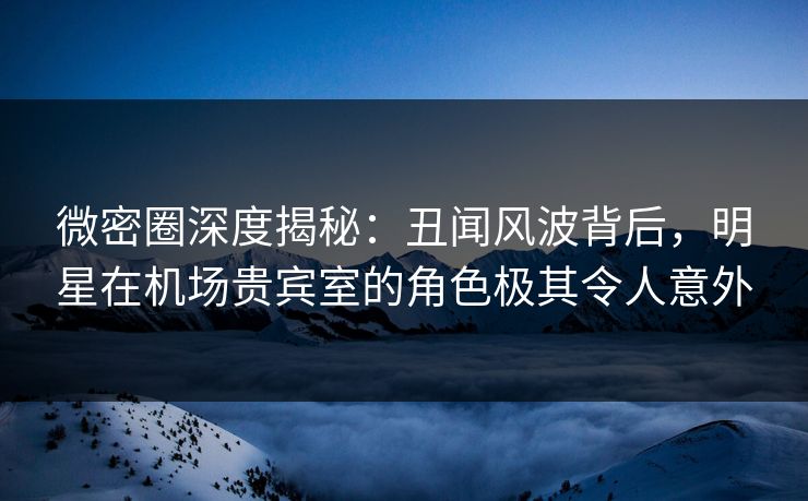 微密圈深度揭秘：丑闻风波背后，明星在机场贵宾室的角色极其令人意外